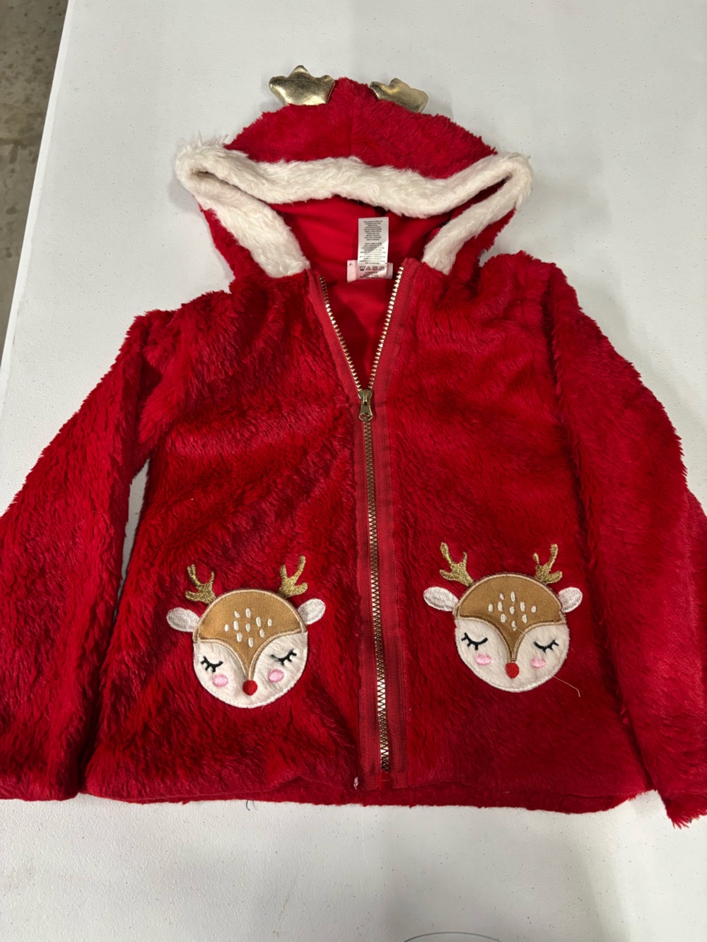 Little Lass Red Girls Jacket with Gold Zipper